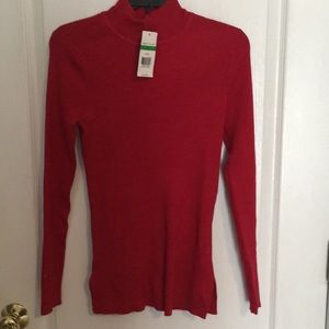 NWT Kim Rogers Red Mock neck sweater